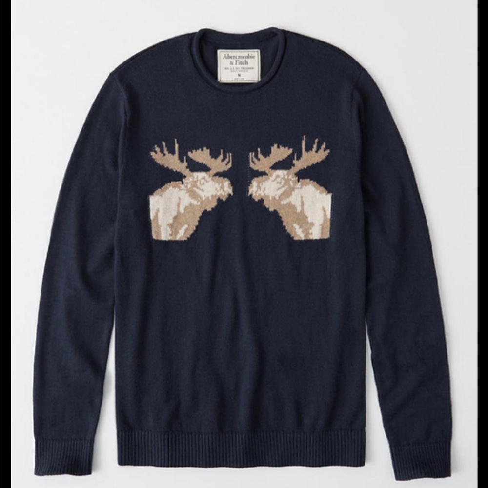 Abercrombie & Fitch Navy Moose Sweater-Size M